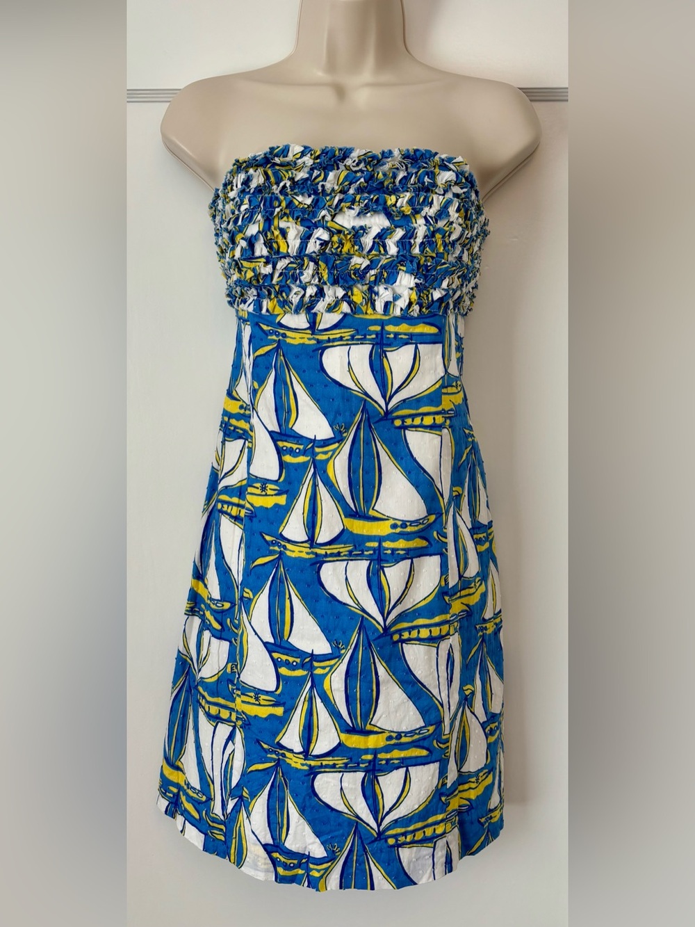 HTF Lilly Pulitzer Franco Strapless Dress in “Docksider” ⛵️💙💛